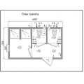 Туалетний блок 6х2,5 м (2 душа, 2 унітаза, 1 рукомийник)